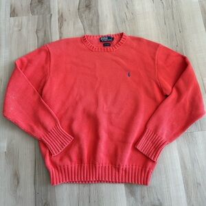 Ralph Lauren Crewneck Sweater in Coral with Navy Pony